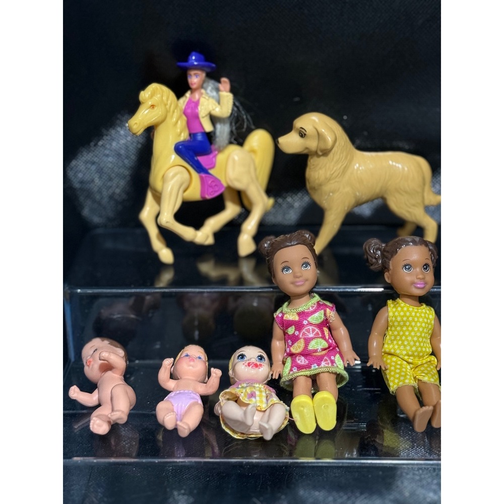 Lot Of Barbie Chelsea Doll Babies Horse Dog Playset